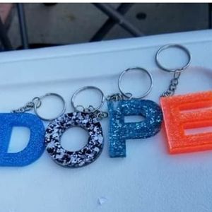 HANDMADE GLITTER RESIN LETTER KEYCHAIN'S